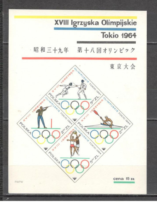 Polonia.1964 Olimpiada de vara TOKYO-Bl. nedantelat MP.64