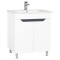 Baza si lavoar ceramic GN0561, mobilier baie stativ 70 cm, front MDF, 2 usi, picioare cromate reglabile, alb/antracit