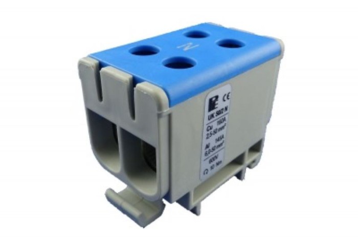 Clema terminala conexiune 1 pol albastra Cu-Al 4x50mm &sup2;, , , , , , , montare pe sina DIN 35mm 145A (Al) 160A ( Cu)