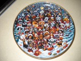 Farfurie decorativa Franklin Mint, catei Craciun "Santa Paws" - idee cadou