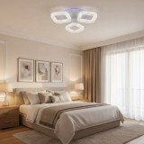 Lustra LED Renato Nobile 39W cu telecomanda, cristal si 3 patrate, alb