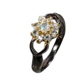 Cumpara ieftin Inel Argint 925 Anekke cu Topaz si Inimi, Placat Rodiu Negru, Marime 6