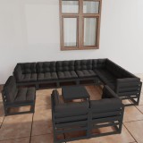 vidaXL Set mobilier grădină cu perne, 11 piese, lemn masiv de pin 3076873