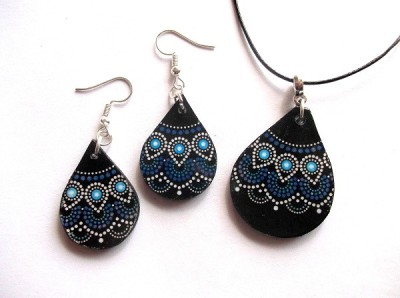 set bijuterii lemn cu mandala 42844 foto