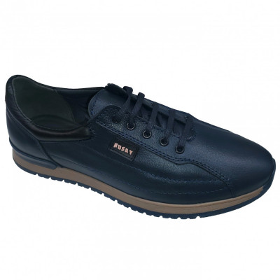 Pantofi sport cu siret din piele naturala Rusay negru, bleumarin, maro foto