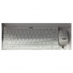 Tastatura si Mouse Wireless Mini 2,4GHz protectie culoare alb foto