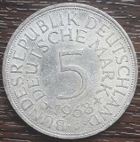 (A871) MONEDA DIN ARGINT GERMANIA - 5 MARK 1968, LIT J, 11,2 GRAME. PURITATE 625, Europa