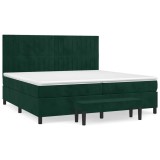 Cumpara ieftin Pat box spring cu saltea, verde inchis, 200x200 cm, catifea