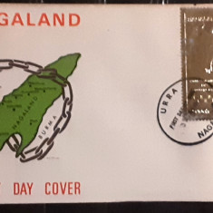 Fdc Nagaland 1972 , J.O. Sapporo '72, patinaj, timbru argint,