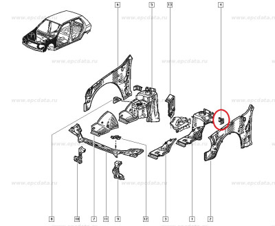 Suport aripa interioara Renault Clio 1, partea stanga , Original 7750811633 Kft Auto foto