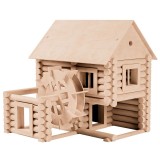 Set constructie arhitectura Vario Mill, 122 piese mari din lemn, Walachia