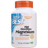 Magneziu, Doctor&amp;#039;s Best, 100% Chelat, Absorbtie Rapida, pentru Sistem Osos, Cardiovascular, Muscular