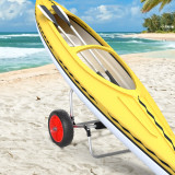 HOMCOM Carucior de Plaja Pliabil pentru Caiac si Canoe cu Protect