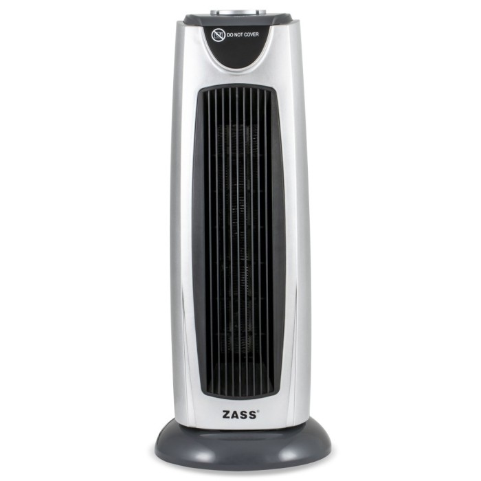 Aeroterma ceramica turn Zass ZCFH 03, putere 2000W, doua trepte de putere 1000W / 2000W, element de incalzire ceramic PTC, termostat reglabil, functie