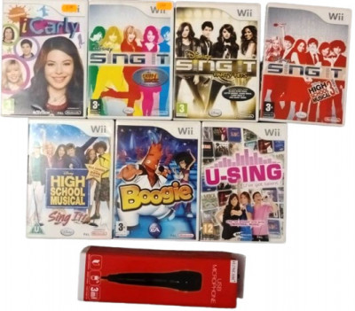 Joc Nintendo Wii USB MIC + I Carly + Disney Sing It Camp Rock + Party Hits + High School Musical + 3 + Boogie + U Sing foto