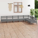 vidaXL Set mobilier de grădină, 7 piese, gri, lemn masiv de pin 3083016