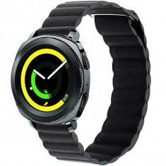 Curea piele Smartwatch Samsung Gear S3, iUni 22 mm Black Leather Loop foto