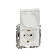 Priza simpla schuko cu capac si protectie copii Schneider Sedna alb SDD111023