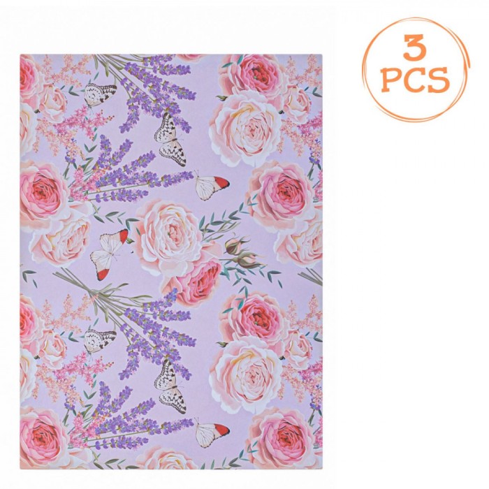 Set H&acirc;rtie Parfumată Sertare, Lila Floral, 59x43cm, 3 Bucăți