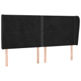 Cumpara ieftin Tablie de pat cu aripioare, negru, 183x23x118/128 cm, catifea