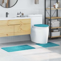 vidaXL Covoraș de baie 3 pcs Turcoaz 50 x 50 cm Polipropilenă