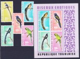 DB1 Fauna Pasari 1972 Togo 5 v. + SS MNH, Nestampilat