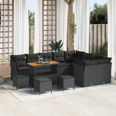 vidaXL Set de canapele pentru grădină 13 pcs Negru 110 x 55 x 71 cm 3363479 foto