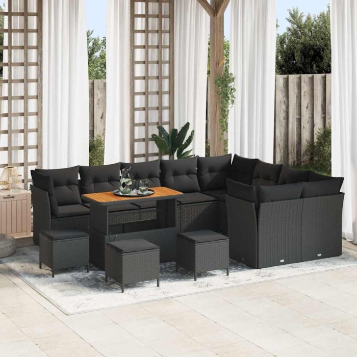 vidaXL Set de canapele pentru grădină 13 pcs Negru 110 x 55 x 71 cm 3363479