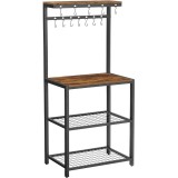 VASAGLE Raft de bucatarie, suport pentru cuptorul cu microunde, cu 3 polite, 60x40x152cm, maro rustic Household NewTrend