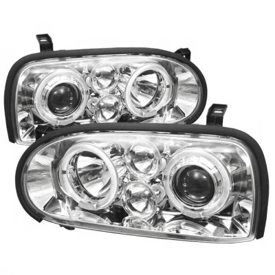 Set faruri VW Golf 3 (1h), 08.1991-04.1999, partea Stanga+Dreapta, Tuning, Fata, Lampa de parcare pe fibra optica; Tip=prototip Golf IV; tip bec H1+H foto