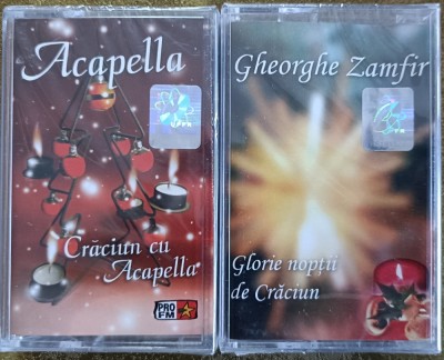 Crăciun cu Gheorghe Zamfir și Acapella , 2 casete audio sigilate foto
