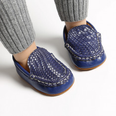 Pantofiori bleumarin eleganti cu model impletit (Marime Disponibila: 3-6 luni foto