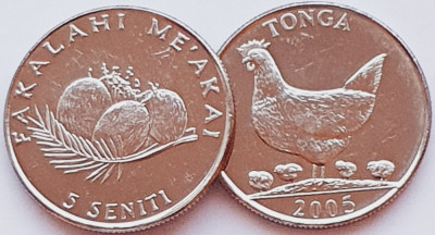 1640 Tonga 5 seniti 2005 Taufa&amp;#039;ahau Tupou IV (FAO) km 68 UNC foto