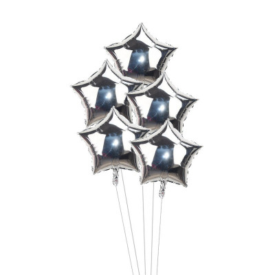 Buchet 5 baloane folie stele, Baby Shower Argintiu, Stars Magic,18 inch foto
