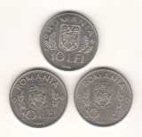 SV * Romania BNR LOT 10 LEI 1995 cu N + 1995 fara N SEMICENTENARUL FAO si 10 LEI 1996 FAO ROMA * +/- AUNC, Cupru-Nichel