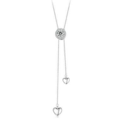 Colier din argint ajustabil, cu diamant moissanite de 0.5CT, Brilliant Hearts foto