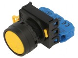 Comutator apăsare 22mm 2 NO galben