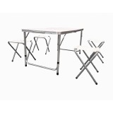 Cumpara ieftin Set masa si 4 scaune plabile pentru camping, aluminiu si MDF, masa 120 x 60 x 70 cm