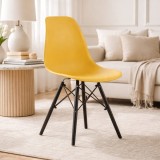 Scaun stil scandinav, Artool, Osaka, PP mustar, picioare lemn negru, 46x54x81 cm