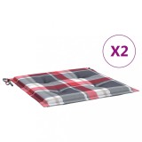 Perne de scaun carouri rosii, 2 buc., 50x50x3 cm, textil Oxford