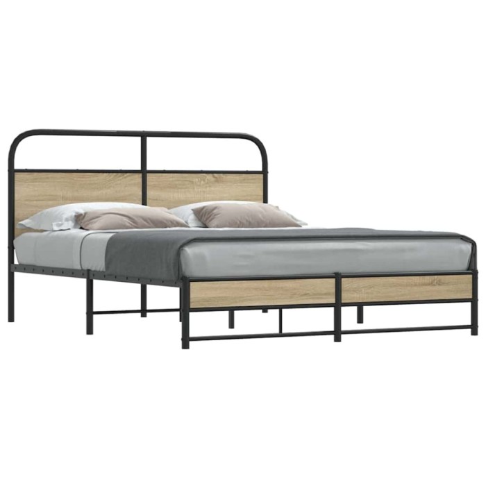 vidaXL Cadru pat fără saltea stejar fumuriu 150x200 cm lemn prelucrat 4100376