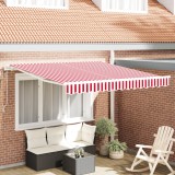 vidaXL Marchiză Retractabilă Automată cu Dungi Roșii și Albe 350x250 cm