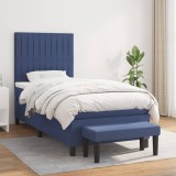 VidaXL Pat box spring cu saltea, albastru, 80x200 cm, textil