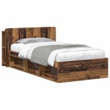 vidaXL Cadru de pat cu depozitare cu headboard Lemn vechi 100 x 200 cm 3433339
