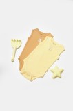 Set 2 body-uri fara maneci Bamboo, galben, BabyCosy, 50% bambus+50% bumbac (Marime: 12-18 Luni)