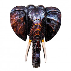 Masca de perete din lemn Indian Coffee Elephant , L