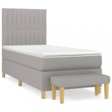 Cumpara ieftin Pat box spring cu saltea, gri deschis, 100x200 cm, textil