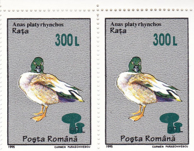 ROMANIA 2001 LP 1565 PASARI 95 SUPRATIPAR CIUPERCI PERECHE SERII MNH foto