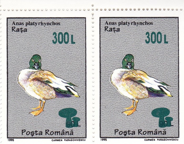 ROMANIA 2001 LP 1565 PASARI 95 SUPRATIPAR CIUPERCI PERECHE SERII MNH