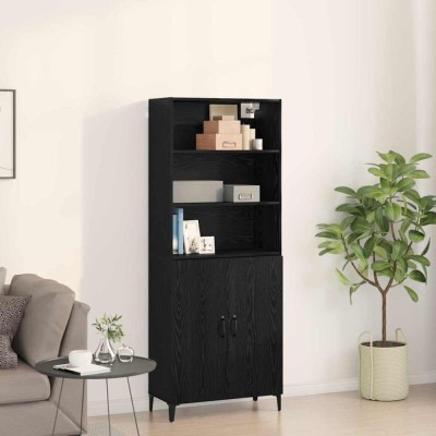 vidaXL Bufet Stejar negru 69.5 x 32.5 x 180 cm Lemn compozit foto